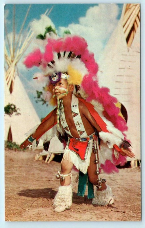 Native American VINCENT PALMER Little Boy EAGLE DANCE ~ Indian City, OK Postcard