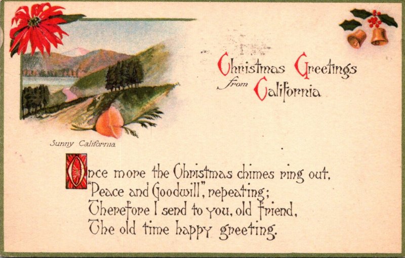 California Christmas Greetings From Sunny California 1919