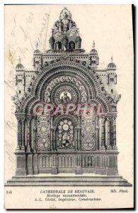 Old Postcard Cathedral Of Beauvais Monumental Clock