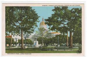 Fraternity Park Havana Cuba linen postcard