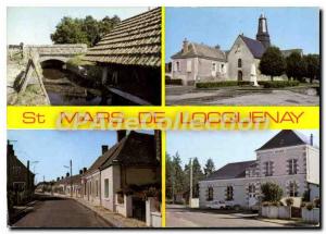 Postcard Moderne St Mars Locquenay the Lavoir Church Road Volnay City Hall