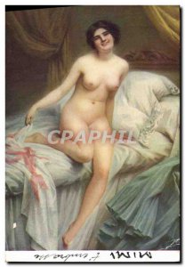 Old Postcard Erotic Woman Paris Salon From the Cool & # 39eveil