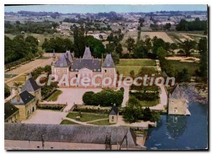 Postcard Moderne St Mars Outille Sarthe Aerial view of Chateau Segrais Rest Home