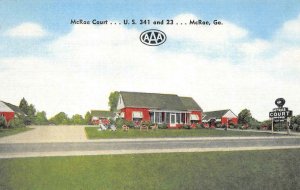 McRae Court - US 341 & 23 Georgia Roadside c1940s Vintage Linen Postcard