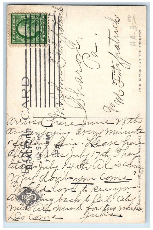 1914 Greetings From The Oilfields Showing An Oil Refinery Bradford PA Postcard 