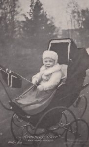 Kronprins Olav in Baby Carriage Norway Royalty Antique Postcard