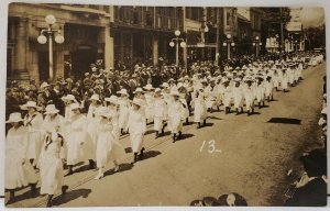 Hagerstown Md c1919 RPPC Parade High School Girls W. Washington St Postcard E1