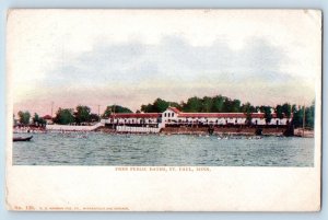 St. Paul Minnesota MN Postcard Free Public Baths Boat People Bathing Scene