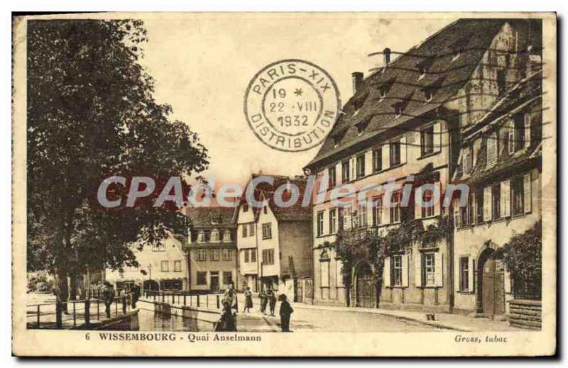 Old Postcard Wissembourg Quai Anselmann tobacco