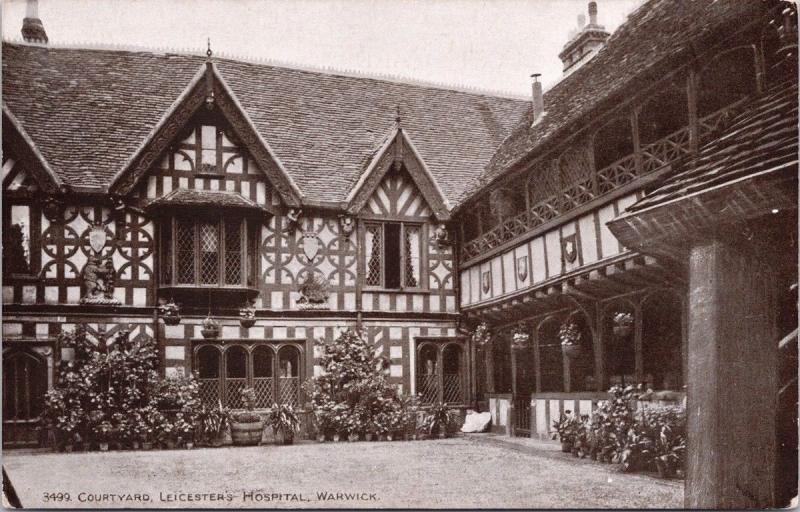 Courtyard Leicester's Hospital Warwick England UK Sepio Series Postcard E35