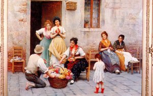 The Venetian Flower Vendor      Artist: Eugene de Blaas