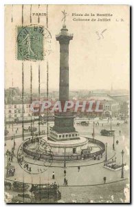 Old Postcard Paris Bastille Square July Column