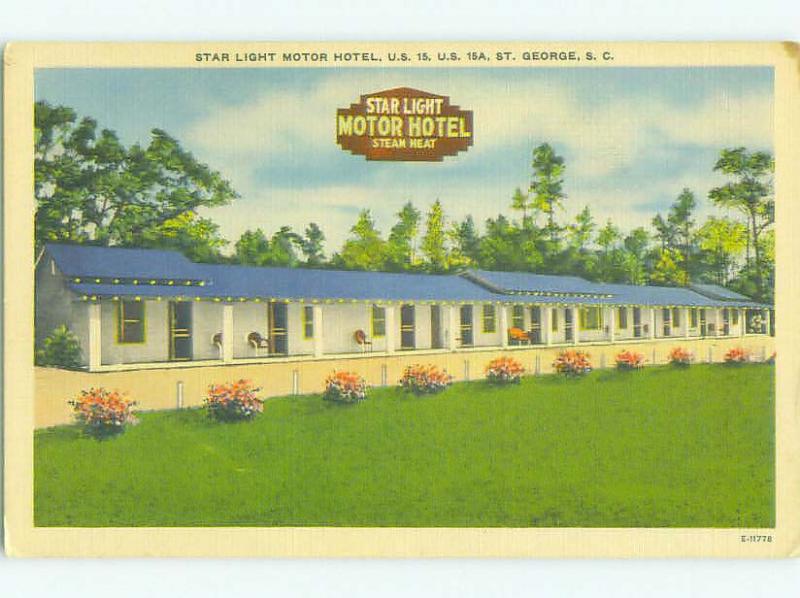 Unused Linen STAR LIGHT MOTEL St. George South Carolina SC hr7225