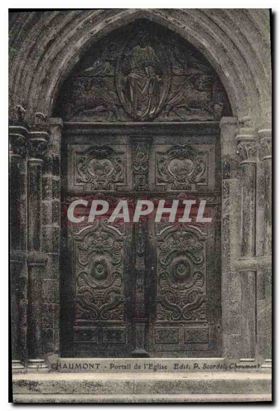 Old Postcard Chaumont Church Portal