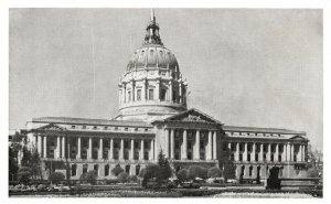 Vintage Postcard 1920's View of City Hall San Francisco California CA