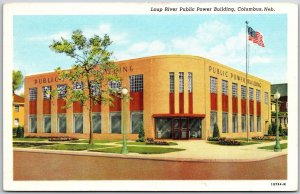 Loup River Public Tower Building Columbus Nebraska NB Landscaped Ground Postcard