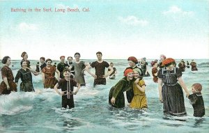 Postcard C-1910 California Long Beach Bathing in the Surf Rieder CA24-3837