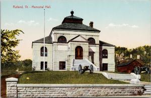 Memorial Hall Rutland VT Vermont Unused Postcard F10