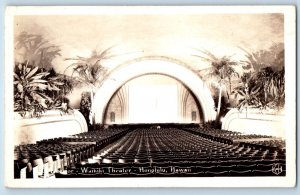 Honolulu Hawaii HI Postcard RPPC Photo Interior Waikiki Theater c1940's Vintage