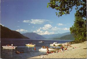 Marble Point Shuswap Lake BC British Columbia Boats Boating Vintage Postcard D41