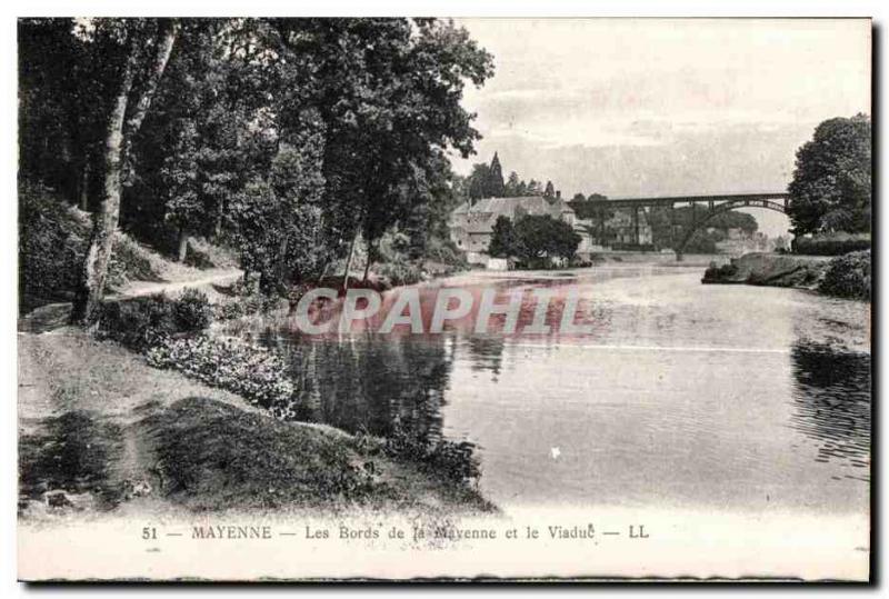 Old Postcard Mayenne the edges of the piavenne and the viaduct