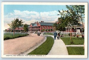 1920 Oswego New York NY Vintage Postcard Hospital Barracks Fort Ontario Building