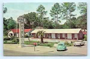 Postcard GA Valdosta Pines Motel Vintage Old Cars L08