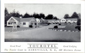 1940s Tourotel Tourist Court Motel Asheville North Carolina Postcard