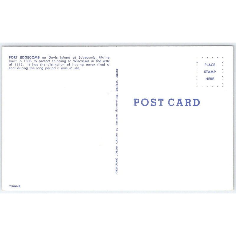 Postcard Fort Edgecomb Davis Island Maine Architecture