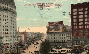 Vintage Postcard 1914 Pontchartrain Hotel Charlot Race Sign Hammond Bldg. Mich.