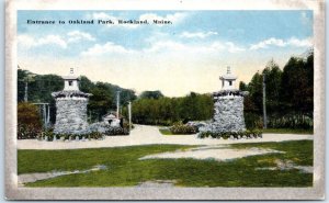 Postcard - Entrance to Oakland Park - Rockland, Maine