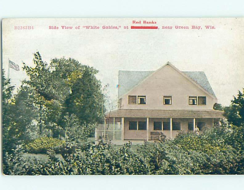 Div-Back SIDE VIEW OF WHITE GABLES HOUSE Red Banks - Near Green Bay WI HM6132-19