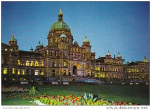 Canada Victoria Parliament Buildings At Dusk