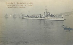 Warships destroyers english squadron navy fleet Barcelona real photos L. Roisin 