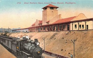 EVERETT, Washington WA   GREAT NORTHERN RAILROAD DEPOT  Train Station  Postcard