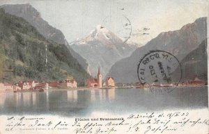FLUELEN UND BRISTENSTOCK ZURICH SWITZERLAND TO USA CHURCH POSTCARD 1902
