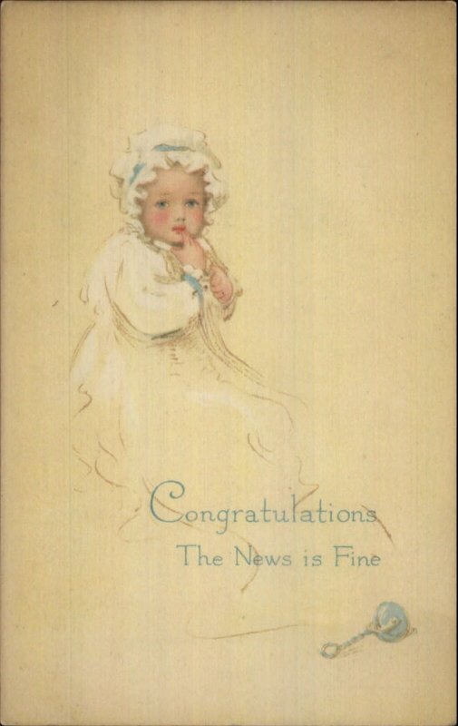 New Baby Boy Congratulations Birth GIBSON LINES c1915 Unused Postcard