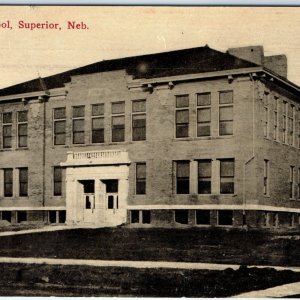 c1910s Superior NE High School Building Lith Photo Neb Postcard Republic KS A186