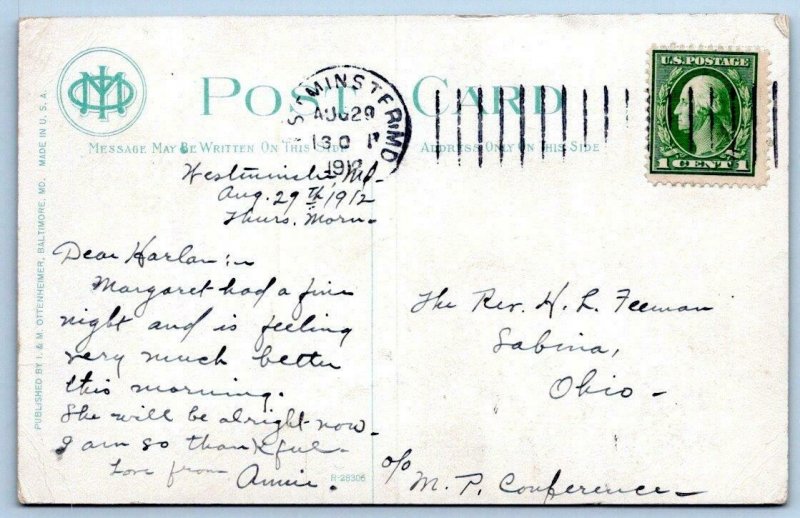 1912 WESTMINSTER MARYLAND*MD*THEOLOGICAL SEMINARY OF THE MP CHURCH*POSTCARD