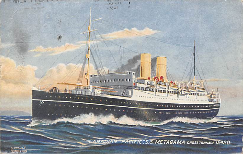 SS Metagama Canadian Pacific Ship 1923 | Topics - Other, Postcard ...