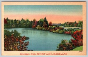 1950-60's GREETINGS FROM MT MOUNT AIRY MARYLAND MD VINTAGE LINEN POSTCARD 43124