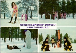 Postcard BC Prince George World Championship Snowgolf Winter Multiview 1978 K55