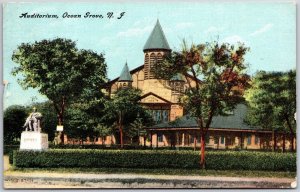 1909 Auditorium Ocean Grove New Jersey NJ Statue Monument Posted Postcard