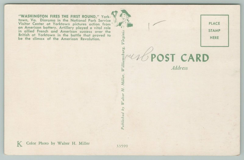 Yorktown Virginia~Washington Fires the First Round~Standard Chrome Postcard