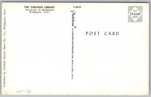 Vtg Connecticut CT Carlson Library Hall University of Bridgeport 1950s Postcard