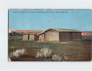 Postcard President Roosevelts home on the Chimney Butte Ranch Bad Lands ND USA