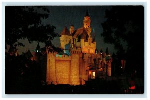 Disneyland Sleeping Beauty's Castle Night View Fantasyland Anaheim CA Postcard 