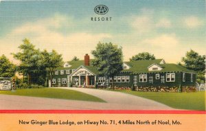 1960s Noel Missouri Ginger Blue Resort occupation linen Postcard 25-11642
