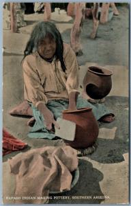 PAPAGO INDIAN MAKING POTTERY SOUTHERN ARIZONA ANTIQUE POSTCARD 