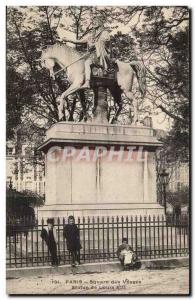 Paris Old Postcard Square Vosges Louis XIII Statue